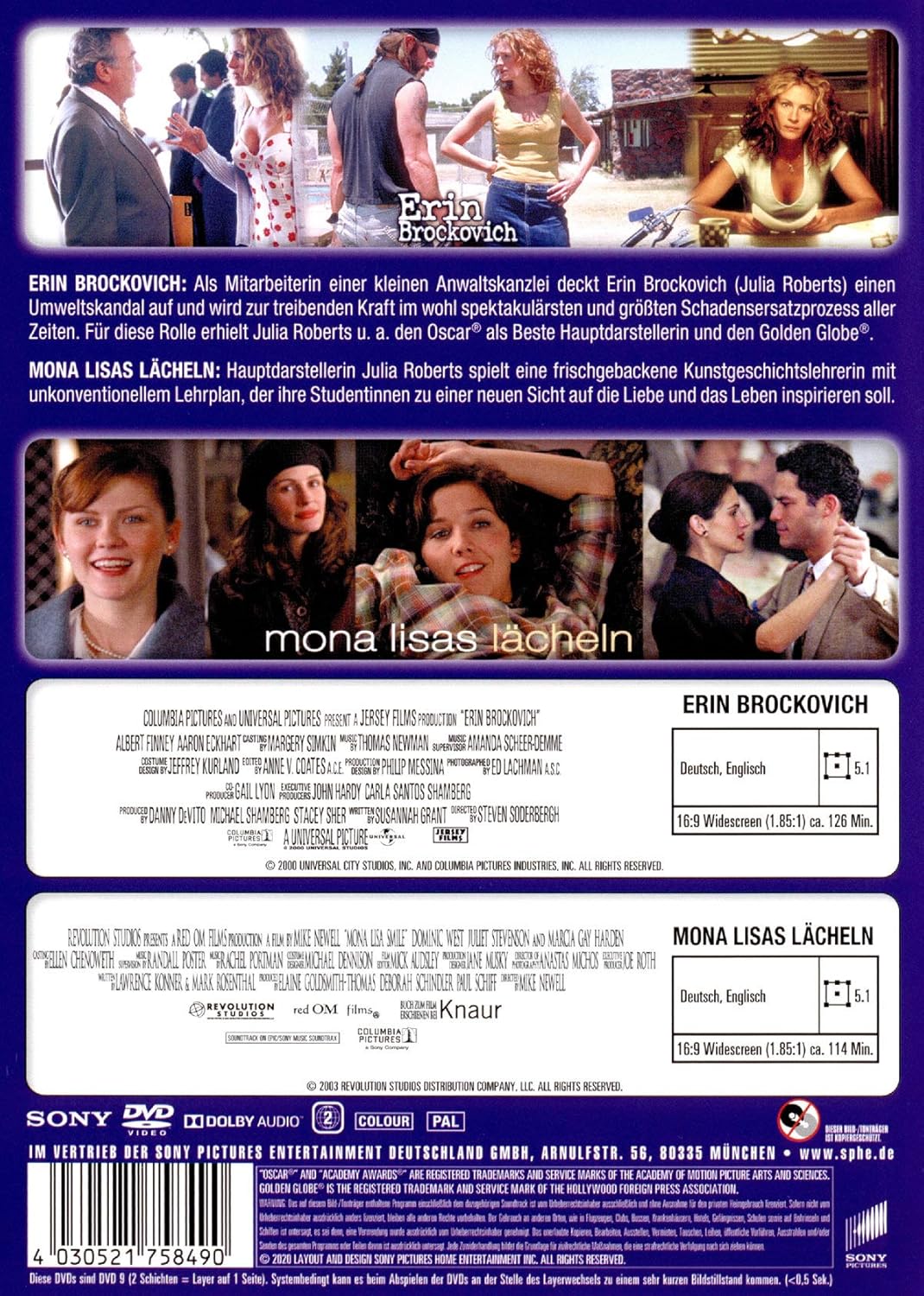 Erin Brockovich / Mona Lisas Lächeln (2 DVDs