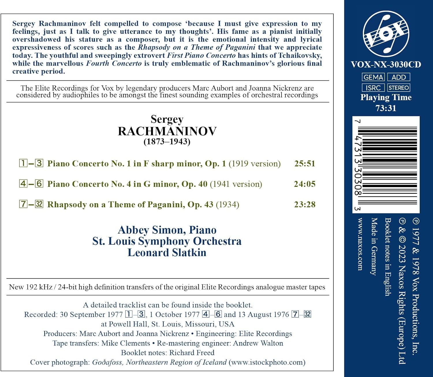 Rachmaninov: Piano Concertos Nos. 1 and 4/...