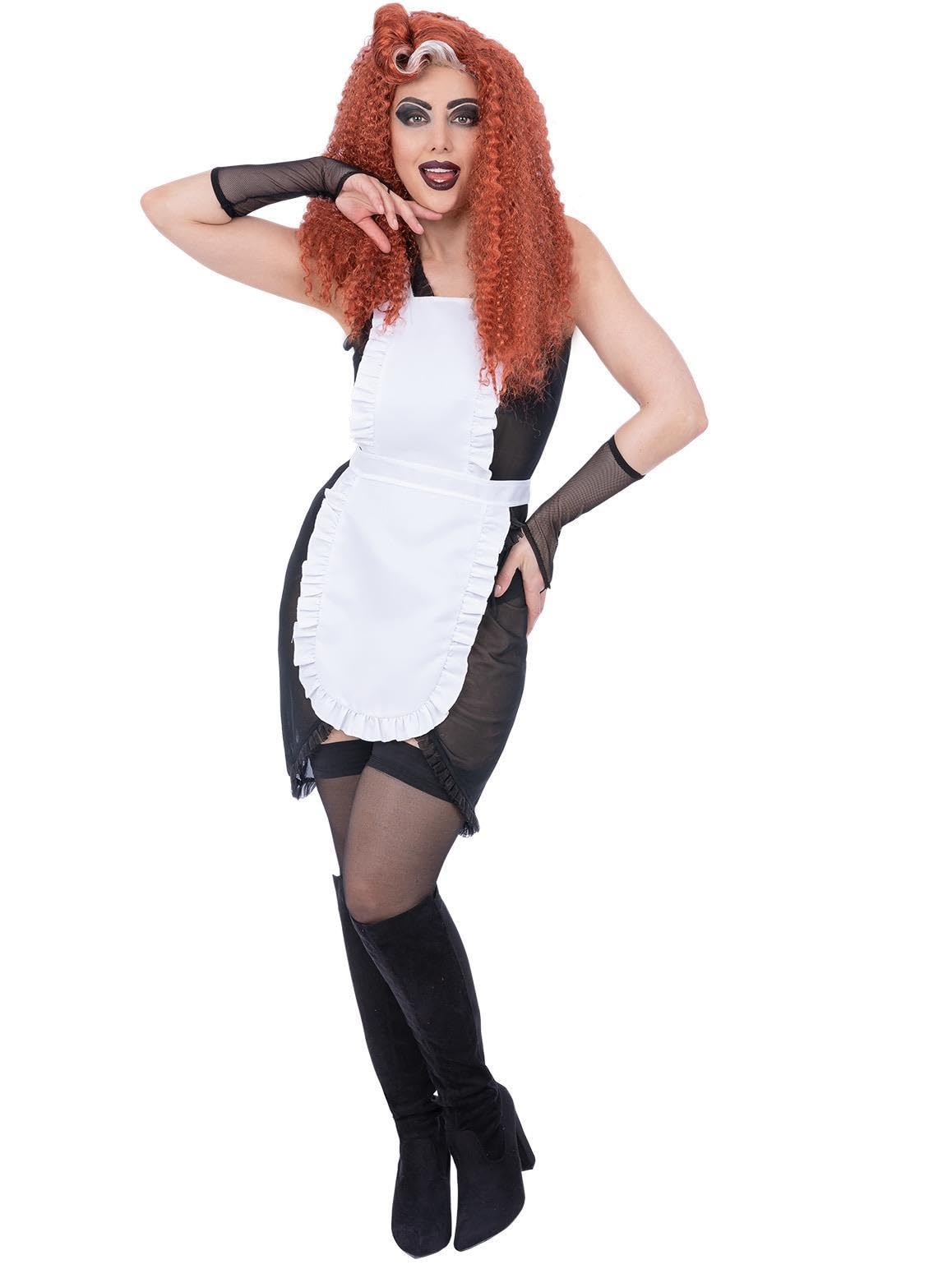 Rocky Horror Show Magenta Costume, Dress, Apron & Glovettes