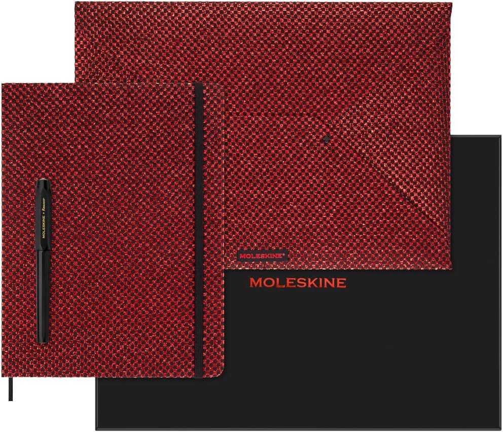 Moleskine Limited Edition Notebook Holiday Shine, Extra Large, Ruled, Metallic Red, Hard Cover (7.5 x 10