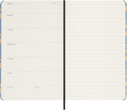 Moleskine Agenda Silk 12 Months, Weekly Undated Agenda, Hard Cover with Italian Silk from Mantero, Elastic Closure, with Gift Box, Size Large 21x13cm, Colour