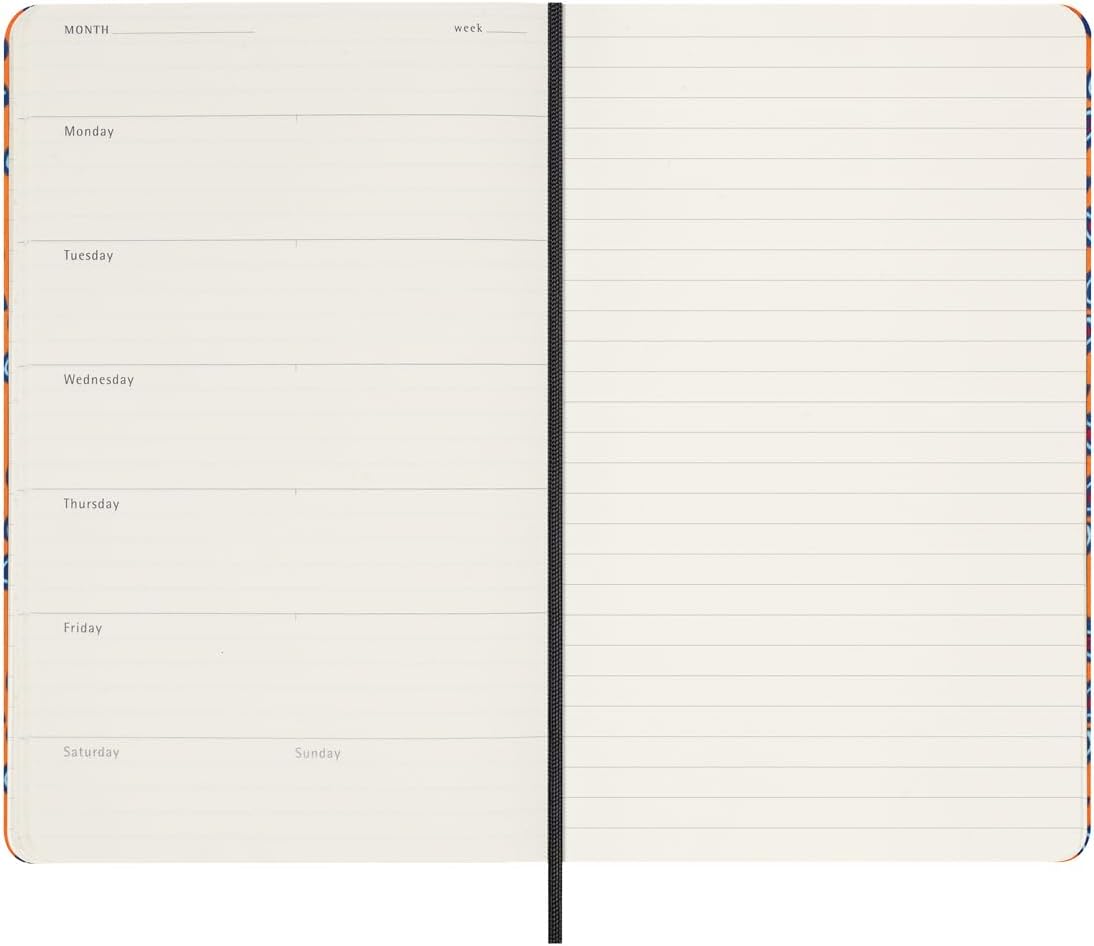 Moleskine Agenda Silk 12 Months, Weekly Undated Agenda, Hard Cover with Italian Silk from Mantero, Elastic Closure, with Gift Box, Size Large 21x13cm, Colour