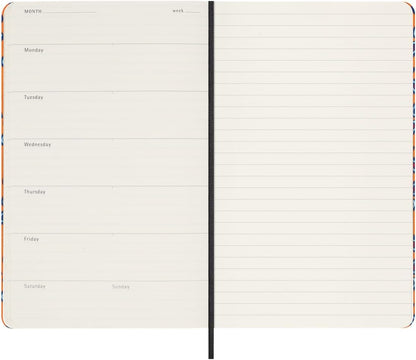 Moleskine Agenda Silk 12 Months, Weekly Undated Agenda, Hard Cover with Italian Silk from Mantero, Elastic Closure, with Gift Box, Size Large 21x13cm, Colour