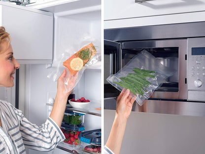 Leifheit Bolsas para envasar al vacío (30 x 40 cm), bolsa porta alimentos sin BPA, bolsas transparentes lavables para conservar alimentos, 50 unidades