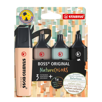 Highlighter - STABILO BOSS ORIGINAL NatureCOLORS - Pack of 4