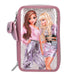 Depesche 12527 TOPModel Glitter Queen - Gevulde 3-vaks etui met drukknoopvak van glitterstof, etui met kleurpotloden, liniaal, schaar etc.