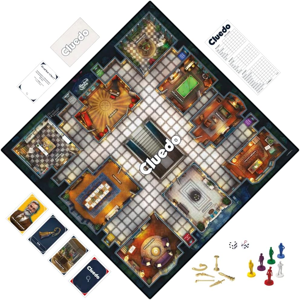 Hasbro Gaming Cluedo Board Game New Cluedo Game for 2-6 Players, Mystery Games, Detective Games. Family Games for Kids and Adults (Dish