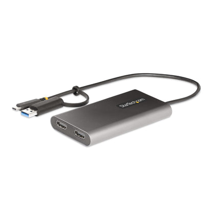 StarTech.com USB-C to Dual-HDMI Adapter - USB-C or A to 2x HDMI Monitors - 4K 60Hz - 100W PD Pass-Through - 1ft (30cm) Built-in Cable - USB to HDMI Multi-Monitor Converter for Laptop (109B-USBC-HDMI