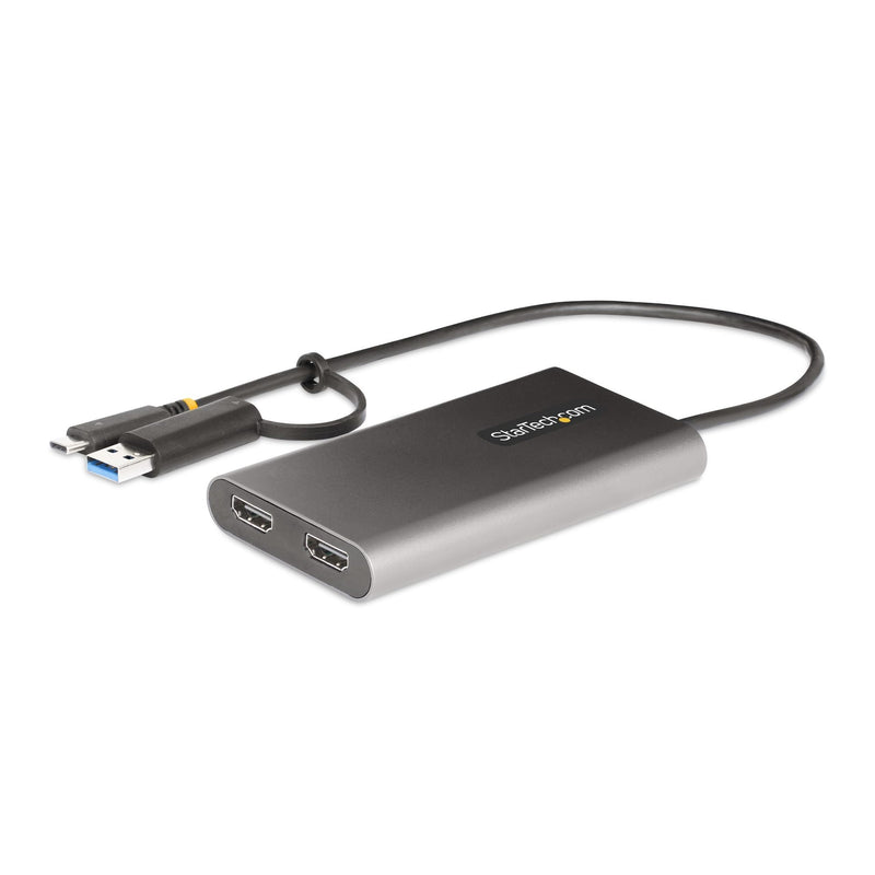 StarTech.com USB-C to Dual-HDMI Adapter - USB-C or A to 2x HDMI Monitors - 4K 60Hz - 100W PD Pass-Through - 1ft (30cm) Built-in Cable - USB to HDMI Multi-Monitor Converter for Laptop (109B-USBC-HDMI