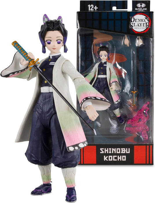 McFarlane Toys Demon Slayer Shinobu Kocho 7-Inch Action Figure - Incredibly Detailed Collectible with Ultra Articulation, Sword, Flame Effect, and Demon Slayer Theme
