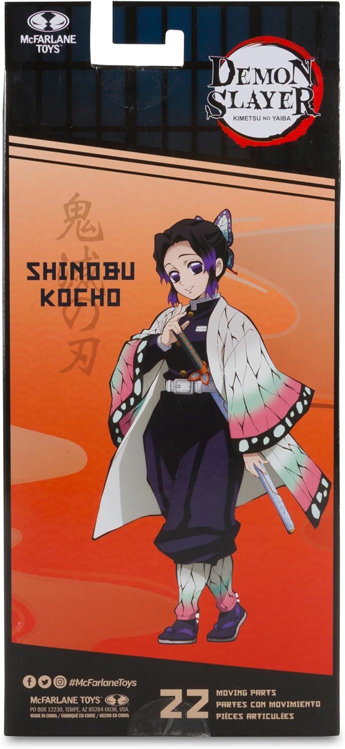 McFarlane Toys Demon Slayer Shinobu Kocho 7-Inch Action Figure - Incredibly Detailed Collectible with Ultra Articulation, Sword, Flame Effect, and Demon Slayer Theme