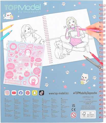 Depesche 12434 TOPModel Cutie Star - Libro para Colorear con 40 páginas diseñar Conjuntos de Moda y una Hoja Pegatinas