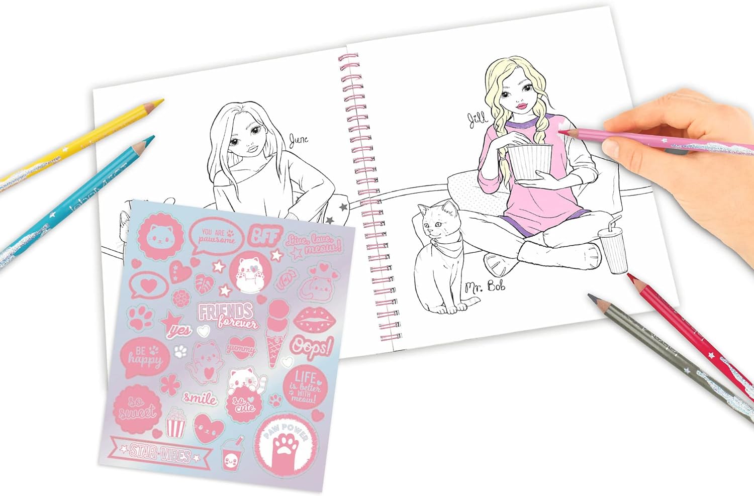 Depesche 12434 TOPModel Cutie Star - Libro para Colorear con 40 páginas diseñar Conjuntos de Moda y una Hoja Pegatinas