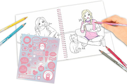 Depesche 12434 TOPModel Cutie Star - Libro para Colorear con 40 páginas diseñar Conjuntos de Moda y una Hoja Pegatinas