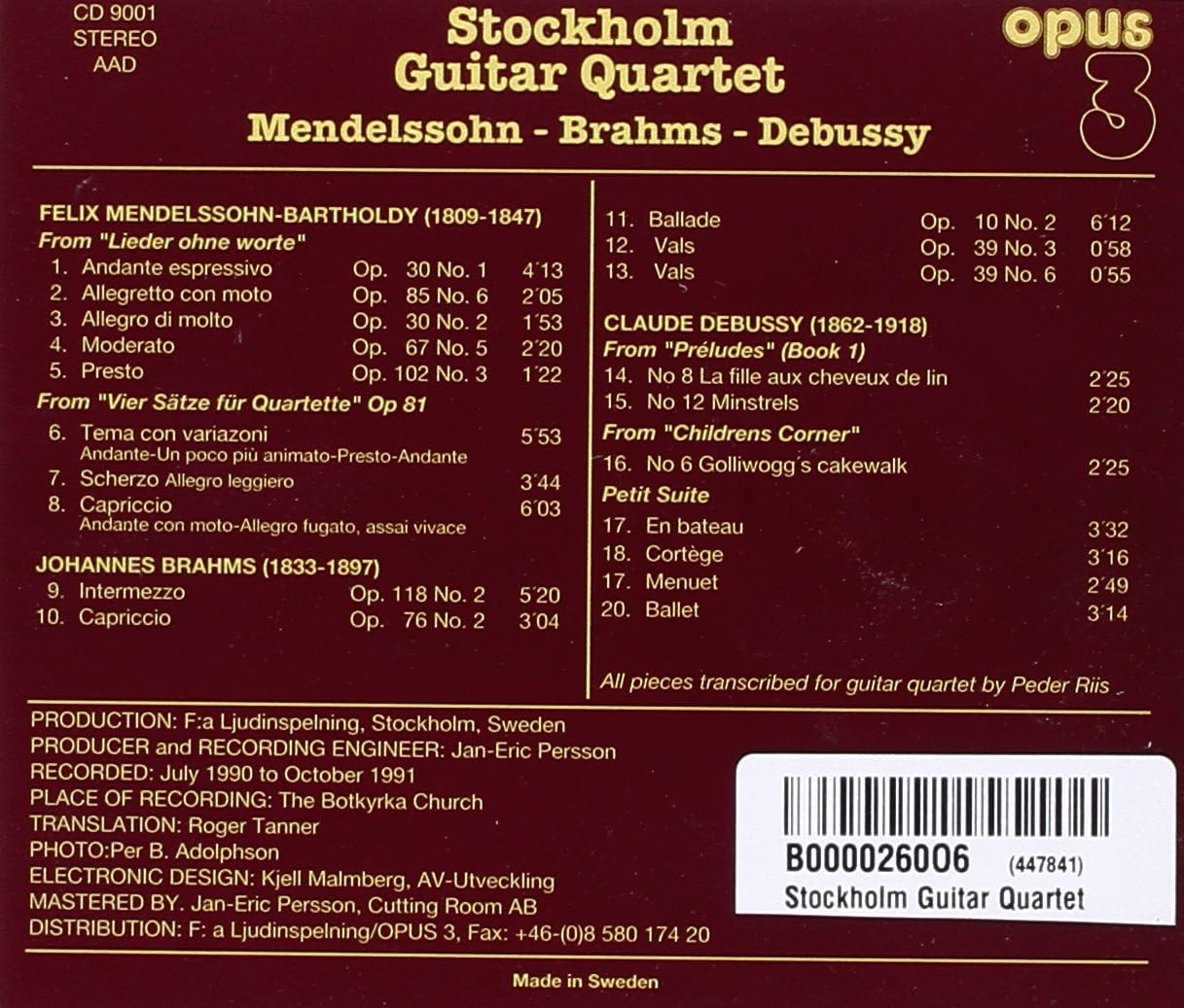 Mendelssohn/Brahms/Debussy