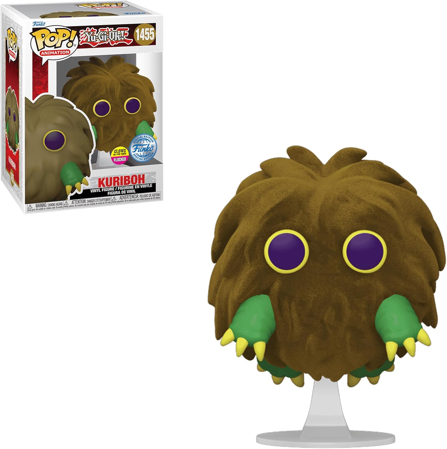 Funko Pop Yu Gi Oh Kuriboh Flocked #1455 Pop Exclusive Edition - Yugioh Figures - Glow in the Dark