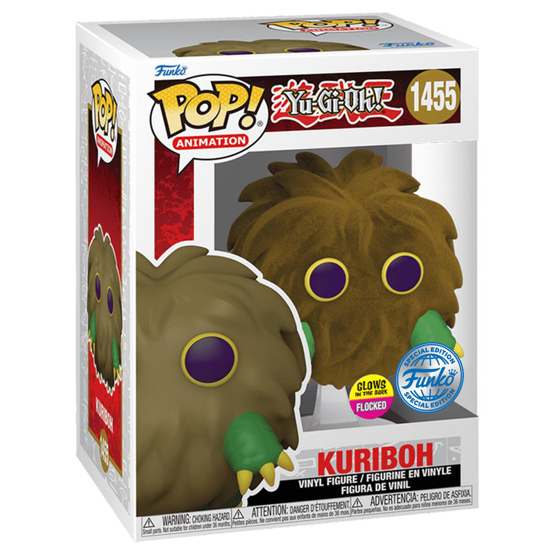 Funko Pop Yu Gi Oh Kuriboh Flocked #1455 Pop Exclusive Edition - Yugioh Figures - Glow in the Dark