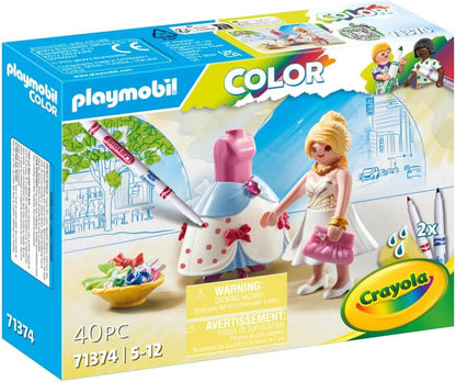 Playmobil 71374 Color Fashion Show Designer, create designs, with water-soluble markers and accessories, imaginative role play, artistic play sets suitable for children ages 5+