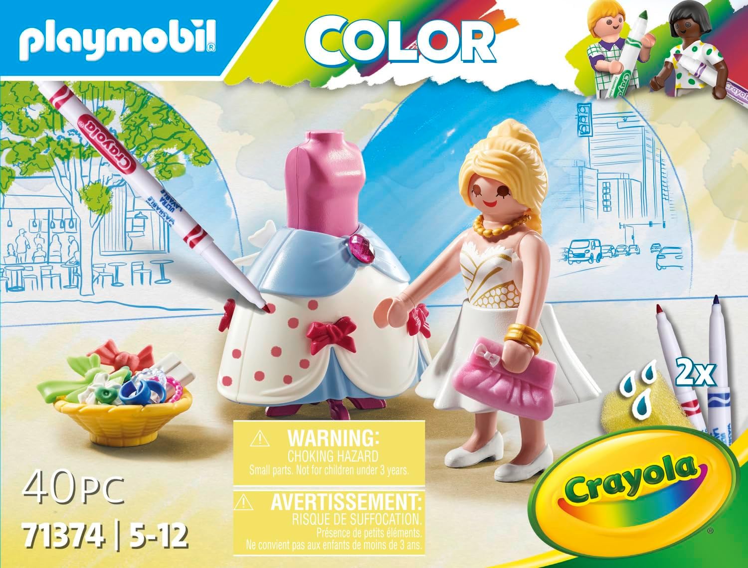 Playmobil 71374 Color Fashion Show Designer, create designs, with water-soluble markers and accessories, imaginative role play, artistic play sets suitable for children ages 5+