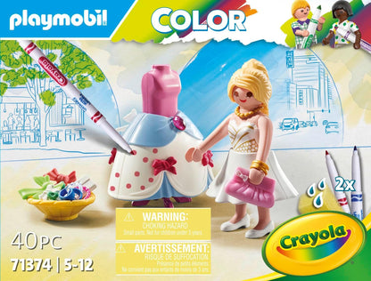 Playmobil 71374 Color Fashion Show Designer, create designs, with water-soluble markers and accessories, imaginative role play, artistic play sets suitable for children ages 5+