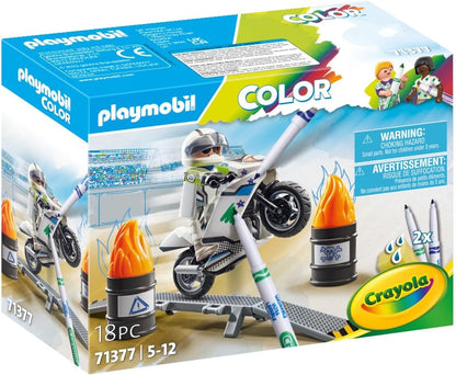 Playmobil 71377 Color Motorbike, creative vehicle design with water-soluble markers and accessories for amazing stunts, fun imaginative role play, artistic play sets suitable for children ages 5+