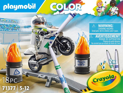 Playmobil 71377 Color Motorbike, creative vehicle design with water-soluble markers and accessories for amazing stunts, fun imaginative role play, artistic play sets suitable for children ages 5+