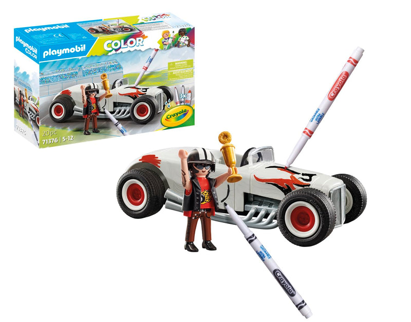 Playmobil 71376 Color Hot Rod, creative colouring fun for car fans, with water-soluble markers and numerous accessories, fun imaginative role play, artistic play sets suitable for children ages 5+