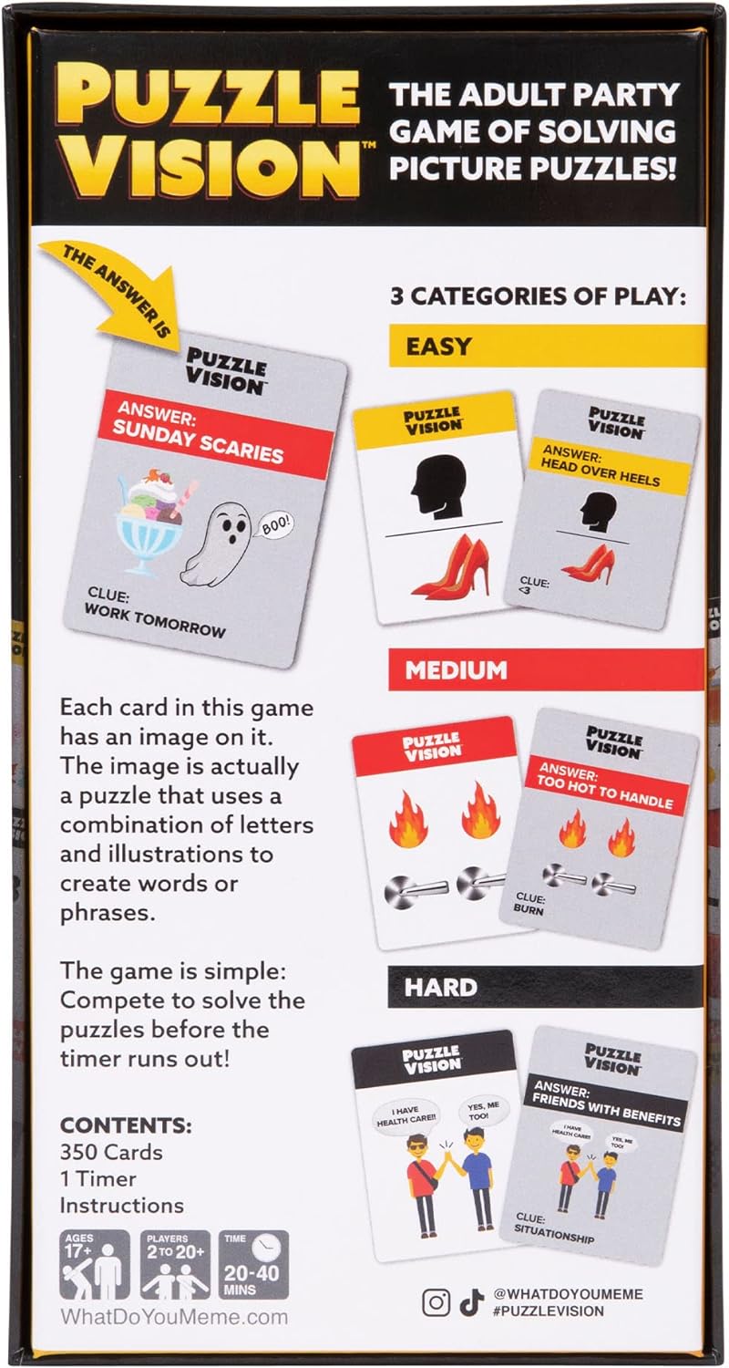 WHAT DO YOU MEME? 7039 Vision-The Picture Puzzle Guess The Phrase Party Game, Black