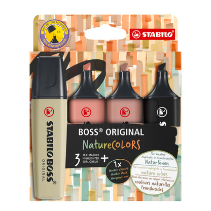 Highlighter - STABILO BOSS ORIGINAL NatureCOLORS - Pack of 4