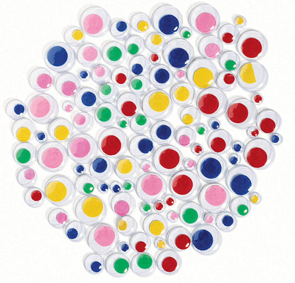 Bellied eyes | Coloured | Self-adhesive | 3-15 mm | Assorted | 100 pieces