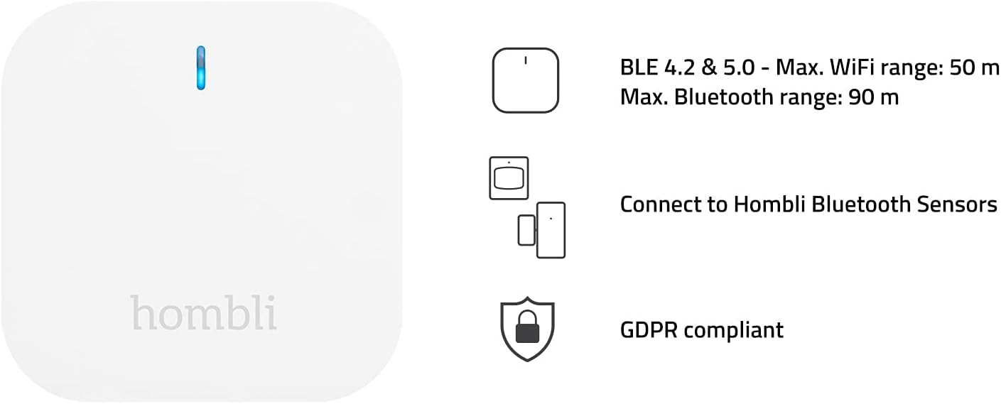 Hombli Smart Bluetooth Bridge - Hub for wireless sensors, WiFi 2.4 GHz, Bluetooth 4.2, Intelligent Bridge for Hombli sensors