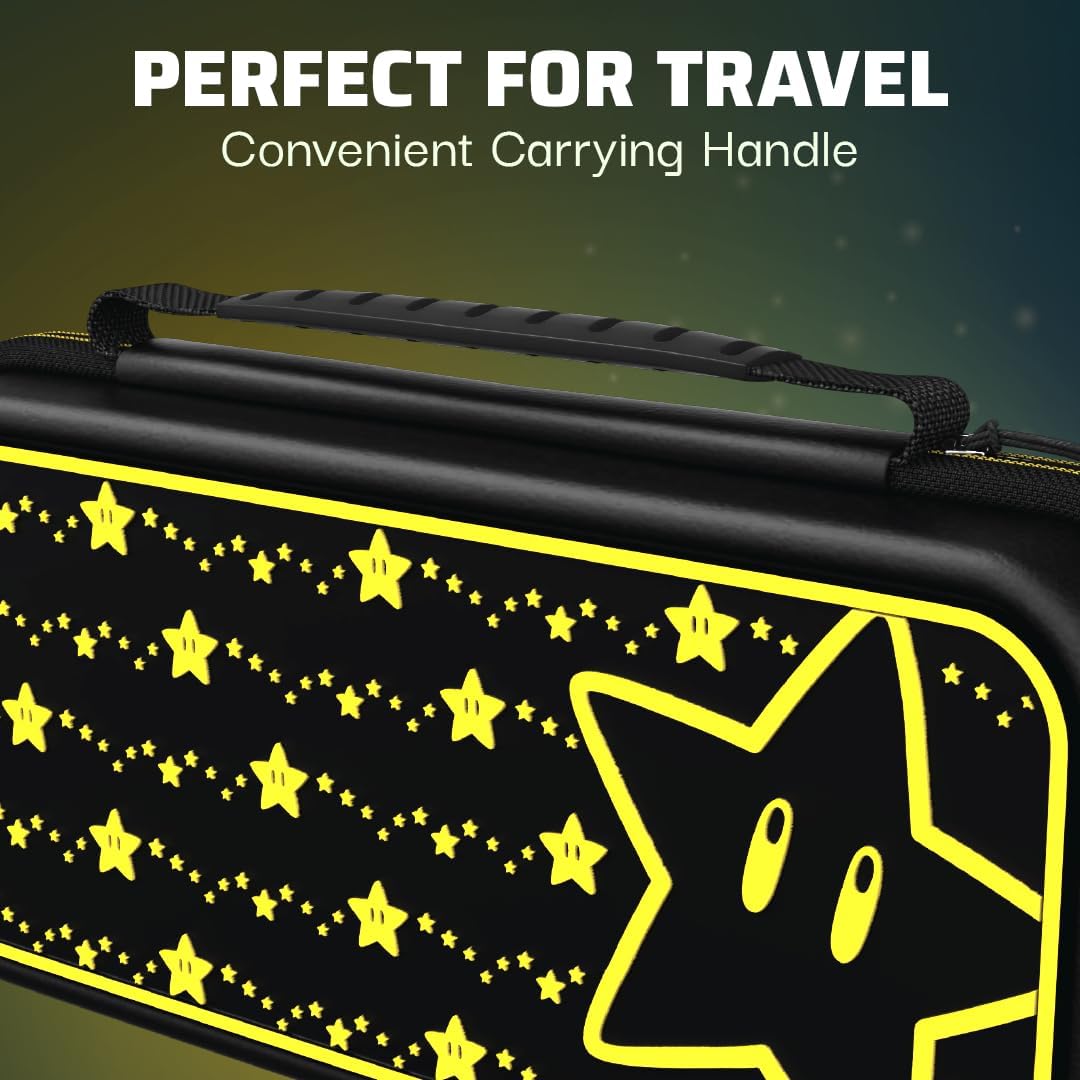 PDP Travel Case Plus Glow: Super Star per Nintendo Switch, Nintendo Switch Lite, Nintendo Switch - Modello OLED, Super Star