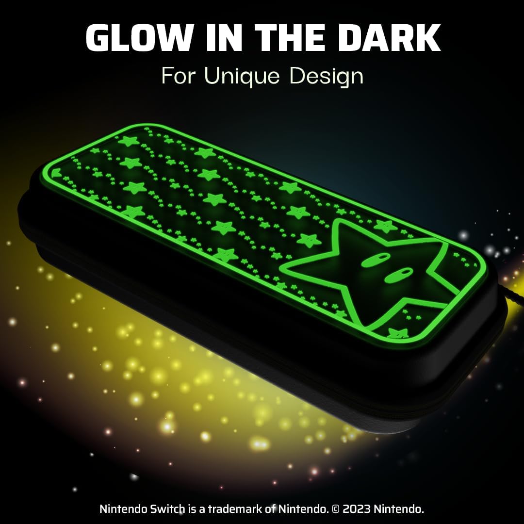 PDP Travel Case Plus Glow: Super Star per Nintendo Switch, Nintendo Switch Lite, Nintendo Switch - Modello OLED, Super Star