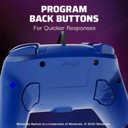 PDP Official Switch Afterglow Wave Wired Controller - Blue Prismatic Blue