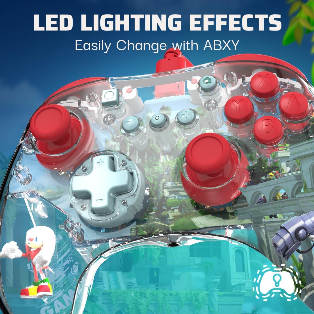 PDP REALMz Wired LED Light-up Pro Controller: Knuckles For Nintendo Switch & Nintendo Switch - OLED Model Knuckles Transparent