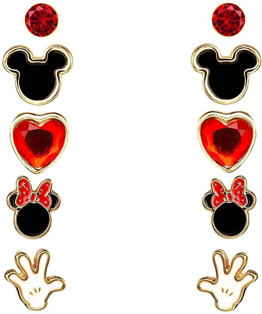 Disney - Mickey & Minnie Mouse Multicoloured Enamel Costume 5 St Stud Set