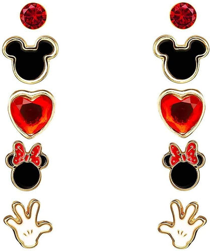 Disney - Mickey & Minnie Mouse Multicoloured Enamel Costume 5 St Stud Set