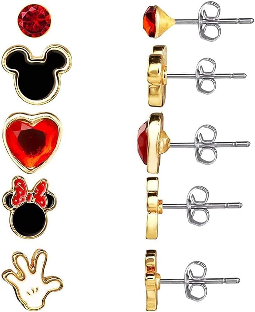 Disney - Mickey & Minnie Mouse Multicoloured Enamel Costume 5 St Stud Set