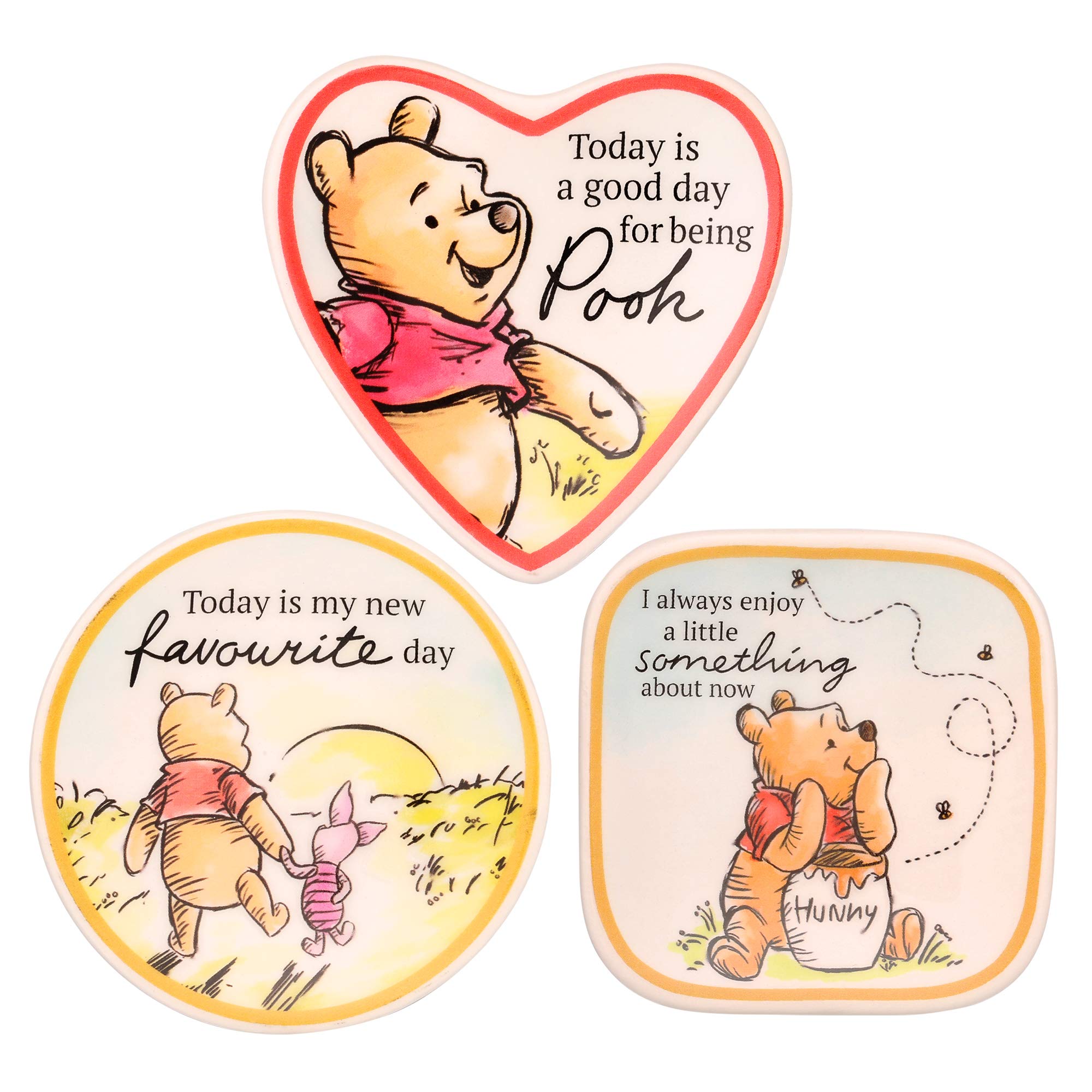 Disney Winnie the Pooh 3pc Multicoloured Ceramic Gift Mini Trinket Tray set VC700383L