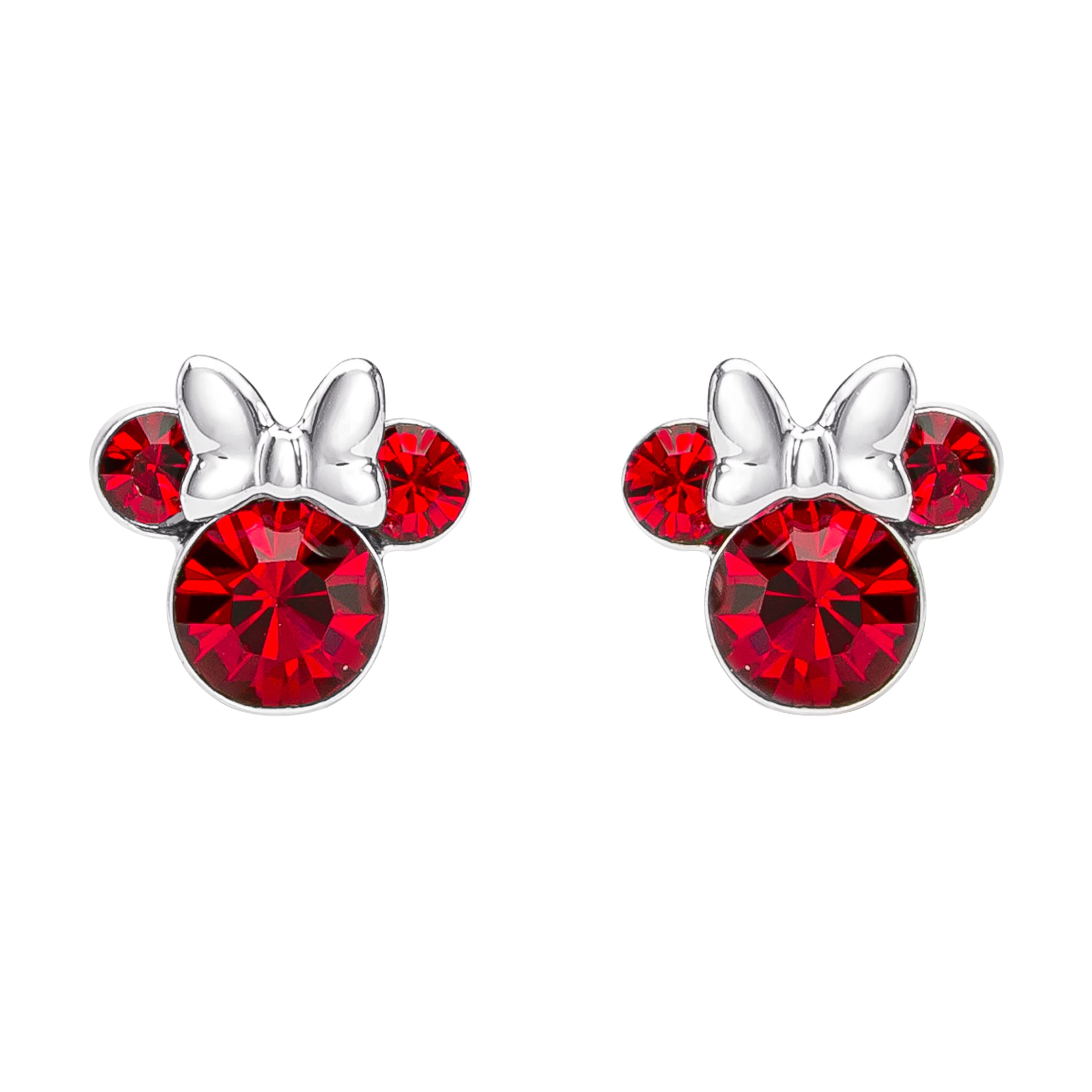 Peers Hardy Pendientes de Minnie de Disney, bañados en plata, piedra natal de julio, talla única, sin piedras preciosas, latón, sin piedra, EF00469SJUYL.PH, talla única, latón, sin piedras preciosas