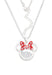 Disney Minnie Silver Plated Brass with Red enamel Bow April Birthstone Floating Stone Necklace CF00308SAPRL-Q.PH