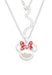 Disney Minnie Silver Plated Brass with Red enamel Bow June Birthstone Floating Stone Necklace CF00308SJUNL-Q.PH