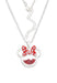 Disney Minnie Silver Plated Brass with Red enamel Bow July Birthstone Floating Stone Necklace CF00308SJUYL-Q.PH