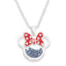 Disney Minnie Silver Plated Brass with Red enamel Bow September Birthstone Floating Stone Necklace CF00308SSEPL-Q.PH