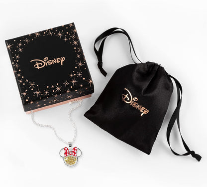 Disney Minnie Silver Plated Brass with Red enamel Bow November Birthstone Floating Stone Necklace CF00308SNOVL-Q.PH