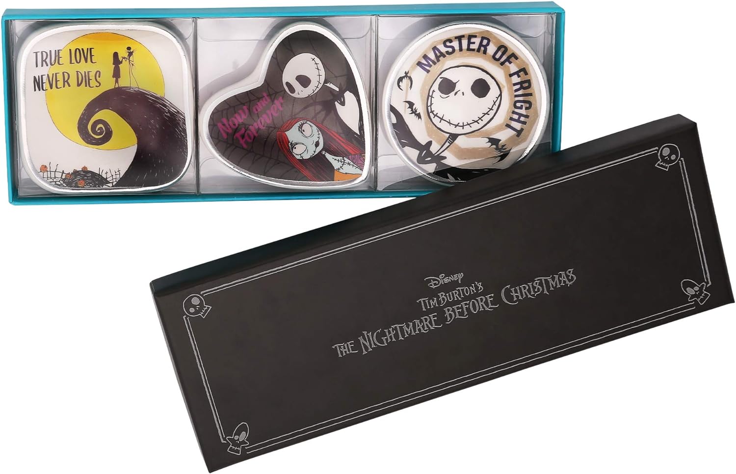 Disney The Nightmare Before Christmas Multicoloured Ceramic Gift 3 piece Boxed Trinket Tray Set VC700381L