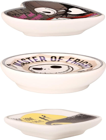 Disney The Nightmare Before Christmas Multicoloured Ceramic Gift 3 piece Boxed Trinket Tray Set VC700381L