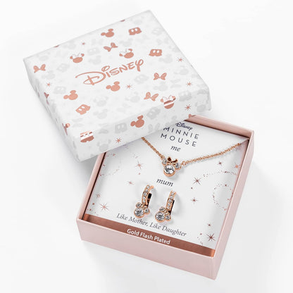 Disney Minnie Mouse Halsketten-Set, Zweifarbig, mit Zirkonia-Steinen, Mutter und Tochter, Einheitsgröße, Messing