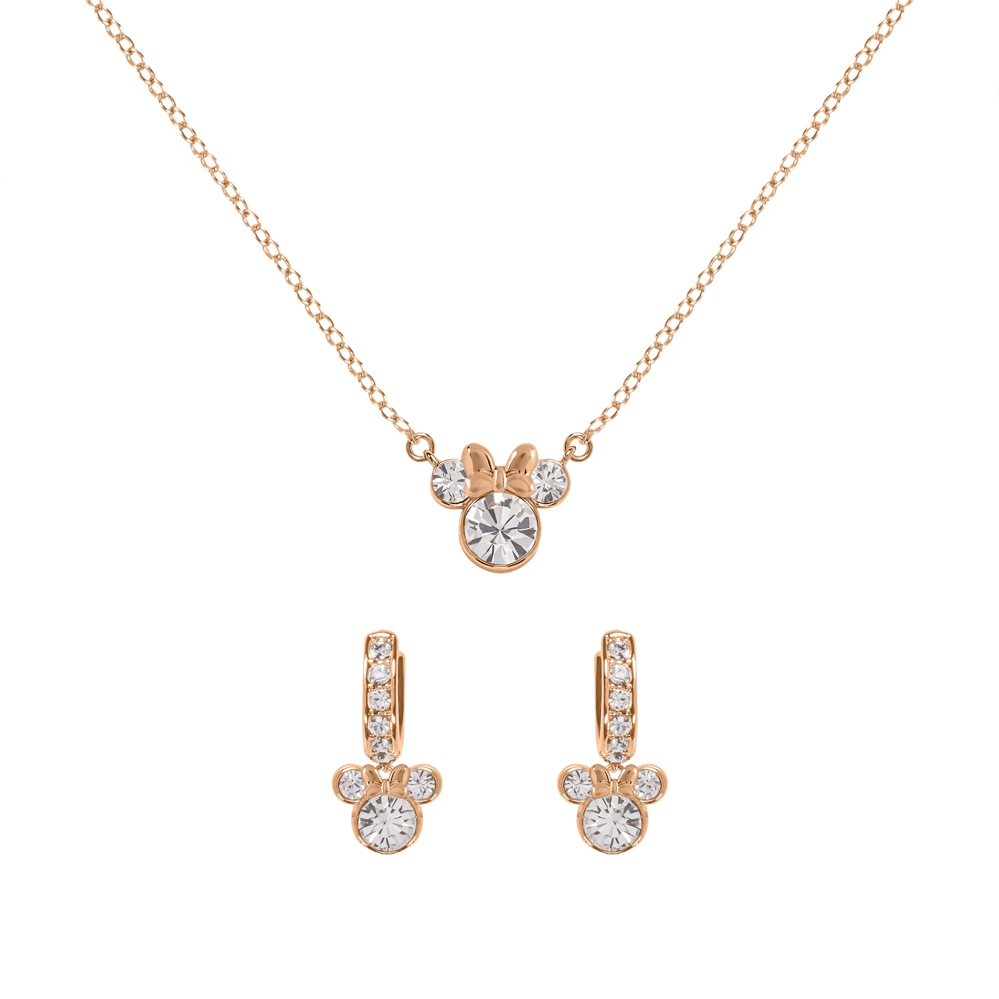 Disney Minnie Mouse Halsketten-Set, Zweifarbig, mit Zirkonia-Steinen, Mutter und Tochter, Einheitsgröße, Messing
