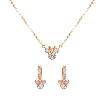 Disney Minnie Mouse Halsketten-Set, Zweifarbig, mit Zirkonia-Steinen, Mutter und Tochter, Einheitsgröße, Messing